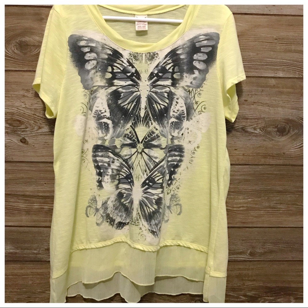 XXL Faded Glory Butterfly Lt Yellow Top 🦋